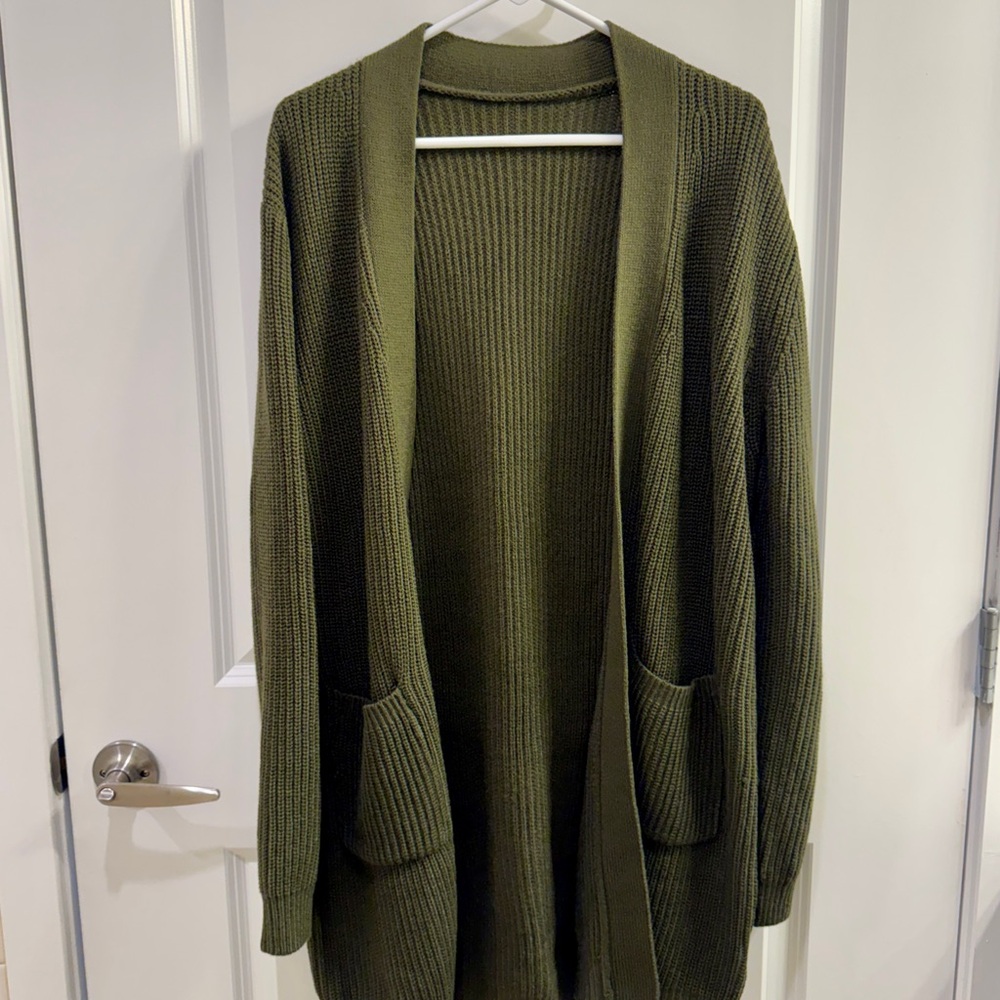 Men’s SHEIN Olive Green Cardigan